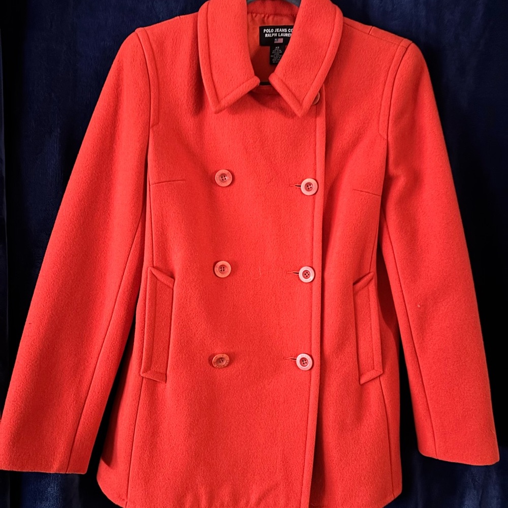 Polo Jeans Ralph Lauren Vibrant/Chic Wool Blend  Orange Peacoat Fall Winter